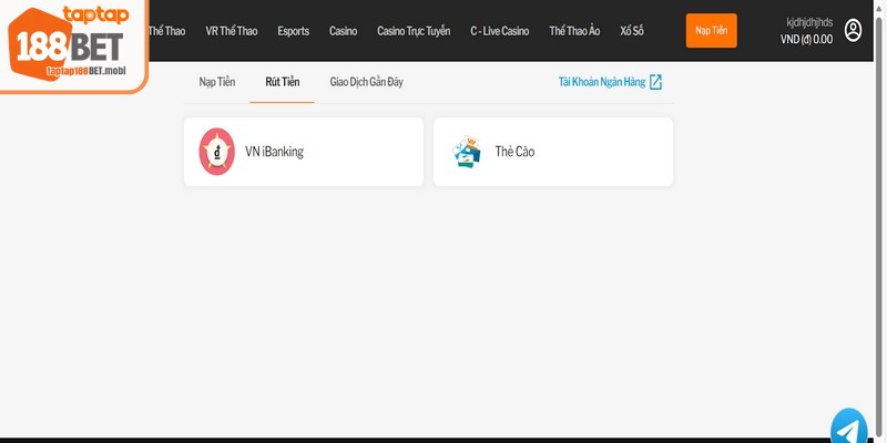 Quy trình rút tiền 188BET đơn giản cho mọi người 
