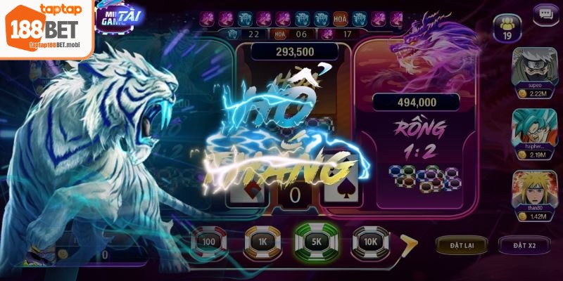 Rồng hổ là game mà mỗi ván chỉ có ba lựa chọn gồm rồng, hổ hoặc hòa